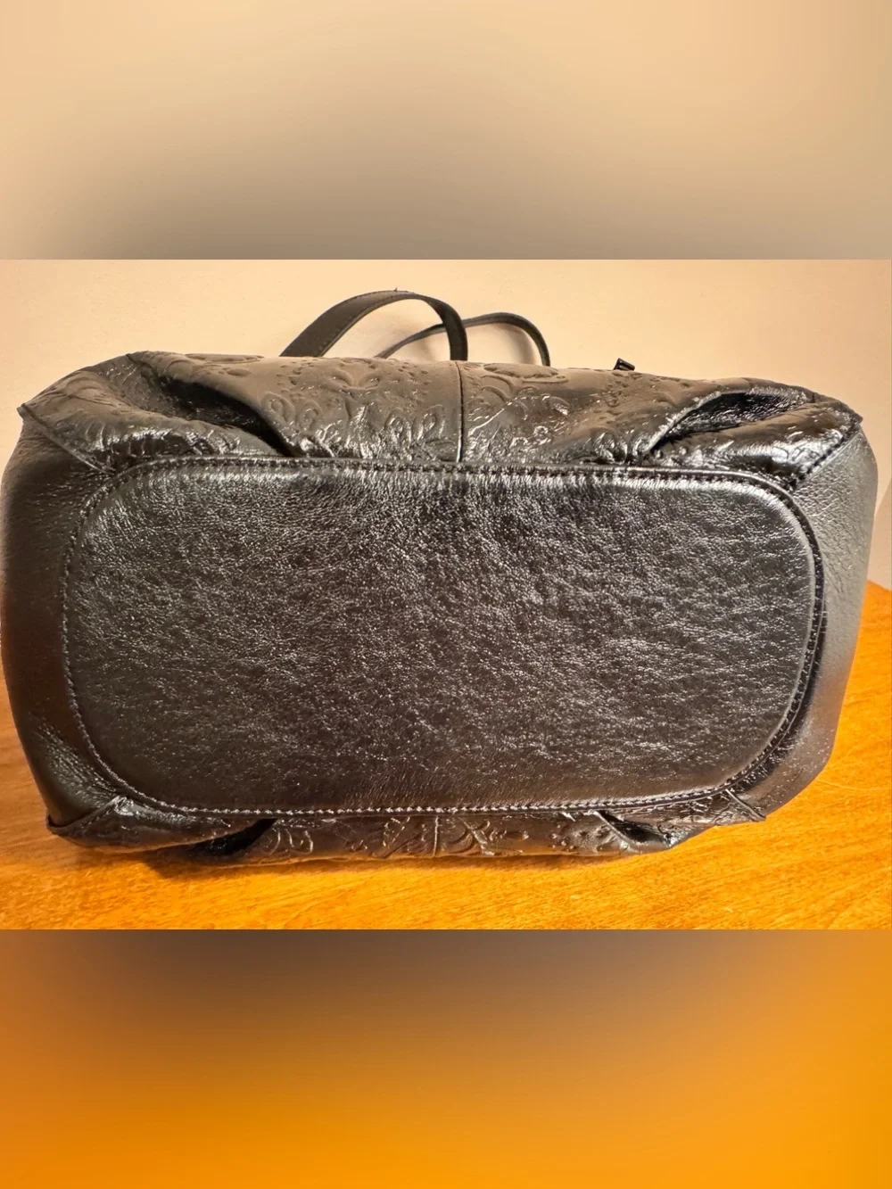 The Sak Bolinas Satchel in Black Floral Embossed Leather